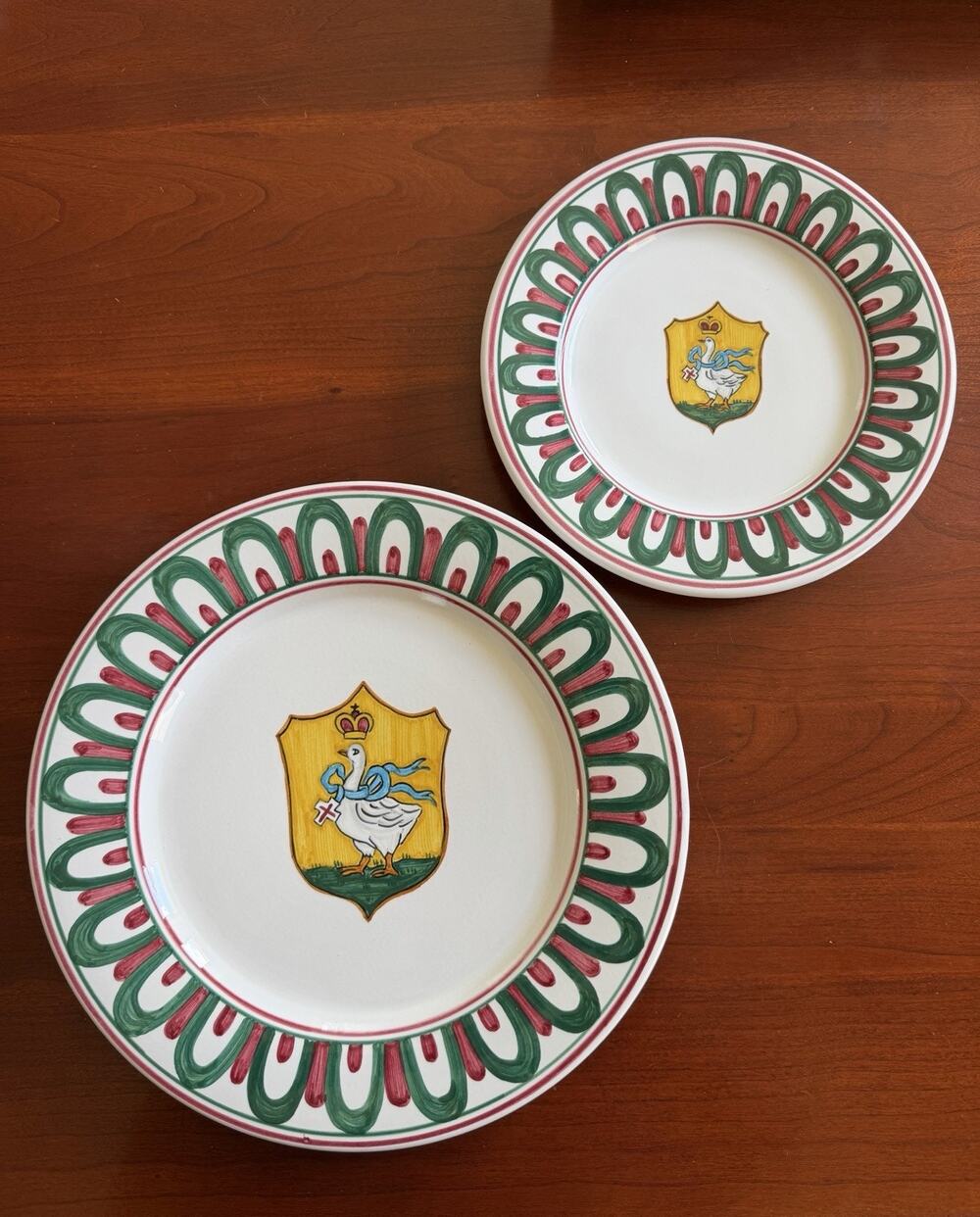 RARE Vintage Grazia-Deruta Italy Istrice Dinner & Salad Plate Set Handmade